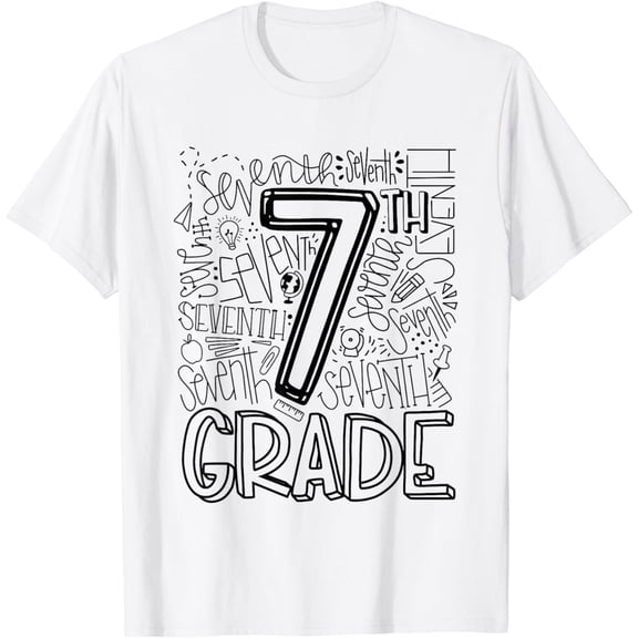 7th Seventh Grade Typography Team Kid Teacher Back To School T-Shirt