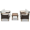 thumbnail image 4 of Seizeen 4-Piece Patio Furniture Set, PE Rattan Outdoor Conversation Set with Acacia Wood Table & Armrests, Heavy-duty Sofa Set with Cushions, Patio Seating Set for Backyard Garden Porch Deck, 4 of 10