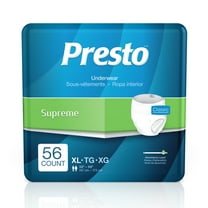Presto Supreme Breathable Incontinence Underwear for Women and Men - Disposable, Odor Eliminator, X-Large - 56 ct (4 Bags of 14)