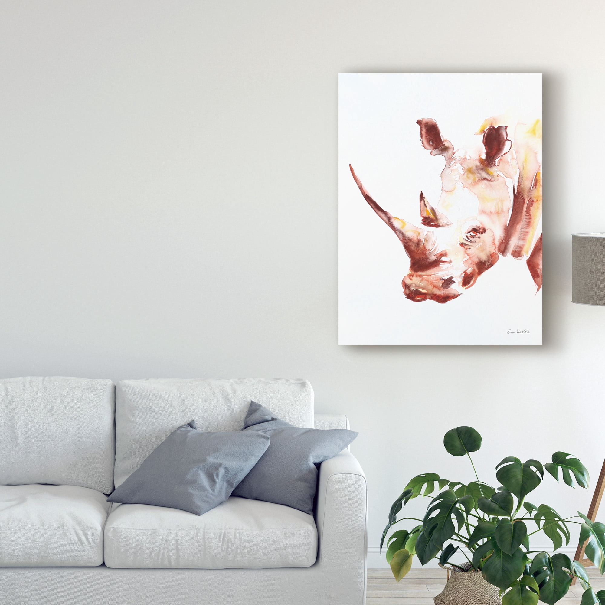 Trademark Fine Art 'Watercolor Rhino' Canvas Art by Aimee Del Valle
