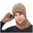 thumbnail image 1 of ¡Liquidación! Gorro Fdelink de invierno para hombre, tejido polar, resistente al viento, bufanda y guantes. Gorro de punto de invierno de tres piezas, cálido, color caqui., 1 of 4