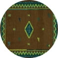 thumbnail image 1 of Ahgly Company Machine Washable Indoor Round Southwestern Turquoise Blue Country Area Rugs, 6' Round, 1 of 4