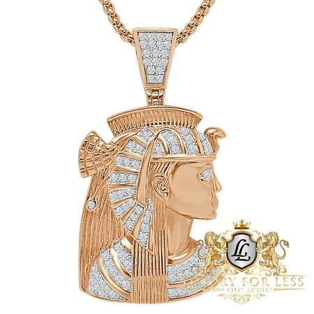 Real Silver Egyptian Queen Nefertiti Pharaoh Simulated Diamond Charm Pendent 2''