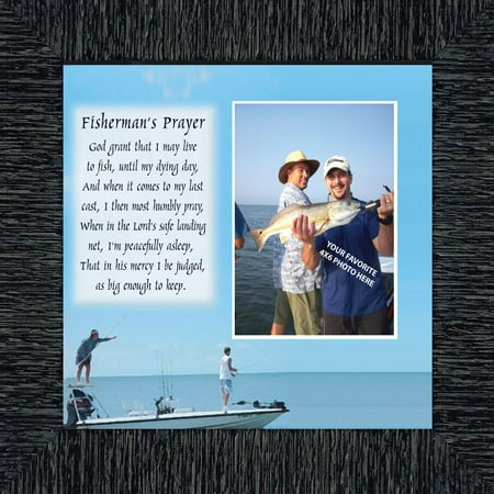 Fishing Pole With Picture Frames Fisherman's Prayer, Fishing Gifts, Beach, Boating or Fishing Decor, Personalized Picture Frame, 10X10 9703 ()