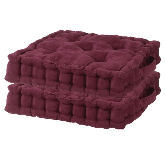 Burgundy Tufted Booster Cushion Set of 2
