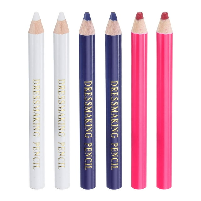 Lápiz de costura de 6 piezas para marcar tela, tiza de sastre, lápiz de marcado lavable para acolchado, blanco/azul/rojo