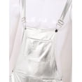thumbnail image 4 of Alvivi Men's Shiny Metallic Bib Overalls Dungarees Suspender Hot Shorts Pants Festival Party Clubwear Silver 3XL, 4 of 7