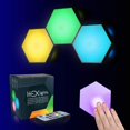 thumbnail image 1 of Emberela HEXlights Paquete de 3 paneles LED RGB táctiles con control remoto, 1 of 6