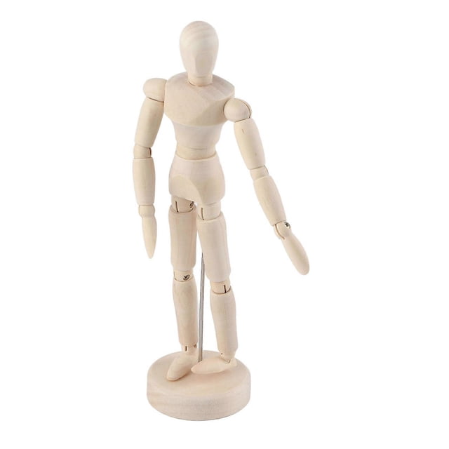Wooden Manikin Unfinished Jointed Mannequin Poseable with Base Perfect for Home Decoration 8 Inch