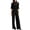 Black, variant on Guluxicc 3 Piece Women's Outfit Sets Mock Neck Puff Sheer Mesh Top with inner Cami and High Waist Wide Leg Pants Matching Sets for Business Casual Wear