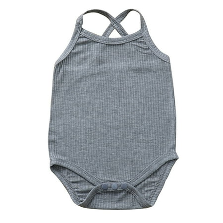 

Summer Sleeveless Newborn Infant Toddler Baby Girls Ribbed Rompers Bodysuits