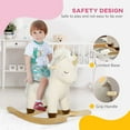 thumbnail image 5 of Kids Rocking Horse Ride on Unicorn with Realistic Sound, Wooden Base, for 2-4 Years, White, 5 of 6