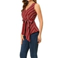 thumbnail image 5 of INSPIRE CHIC Women's Summer Tops Sleeveless V Neckline Wrap Tie Waist Tops S Red, 5 of 7