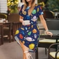 thumbnail image 3 of Vsdgher Planète Spatiale pour Femmes Été 2025 Décontracté Robes Midi Maxi Légères Manches Courtes Col Rond Robe de Plage, 3 of 6