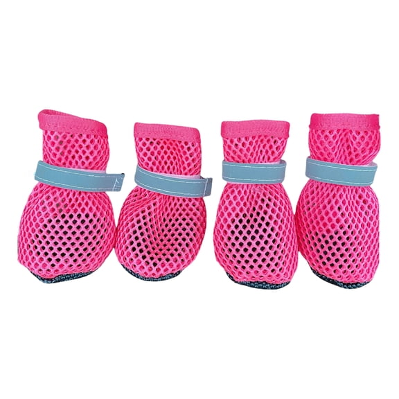 Dog Boots Anti-Slip Breathable Wear-Resistant Paw Protectors Soft Sole Outdoor Footwear for All Season Hiking Walking All Breeds Hot Pink S