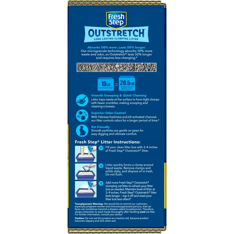 Fresh Step Outstretch Kitty Litter Extended Odor Control Concentrated Clumping Febreze Freshness 19 lbs Walmart
