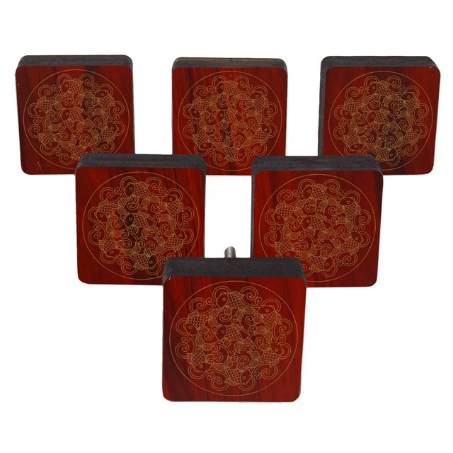 IBA Indianbeautifulart Poignées Gravées Rouges pour Porte de Placard en Bois Lot de 10
