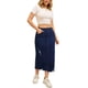 thumbnail image 2 of Faldas de mezclilla midi de lápiz casuales para mujer, de talle alto, con rotos y dobladillo sin terminar, 2XL, azul oscuro, 2 of 6