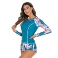 thumbnail image 4 of Traje de baño de manga larga, jersey de cuello redondo para playa, boxers divididos, traje de surf, traje de surf con protección solar para mujer, 4 of 5