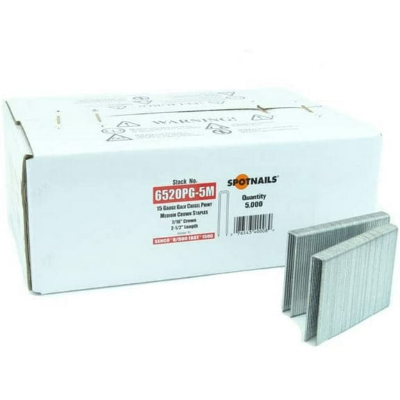 Spot Nails Spot Nails 6516PG-5M 15 Gauge 1/2-inch Crown 2-inch Staples similar to Senco Q21 5,000 per Box