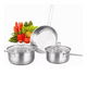 thumbnail image 1 of Cocina Inducción Cacerolas Y Sarten Acero Inoxidable 3pcs Plata, 1 of 5