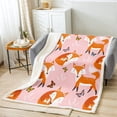 thumbnail image 4 of Kids Cartoon Fox Blanket Throw Size,Multicolor Butterfly Throw Blanket Chair Sofa Boys Girls Woodland Fox Flannel Blanket Teens Wildlife Animal Sherpa Blanket,Pink Orange, 4 of 5