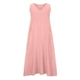 thumbnail image 4 of Summer Plus Size Tank Dresses for Womens 2025 Fashion Sleeveless Casual Pocket V-Neck Neck Solid Long Dress, 4 of 4
