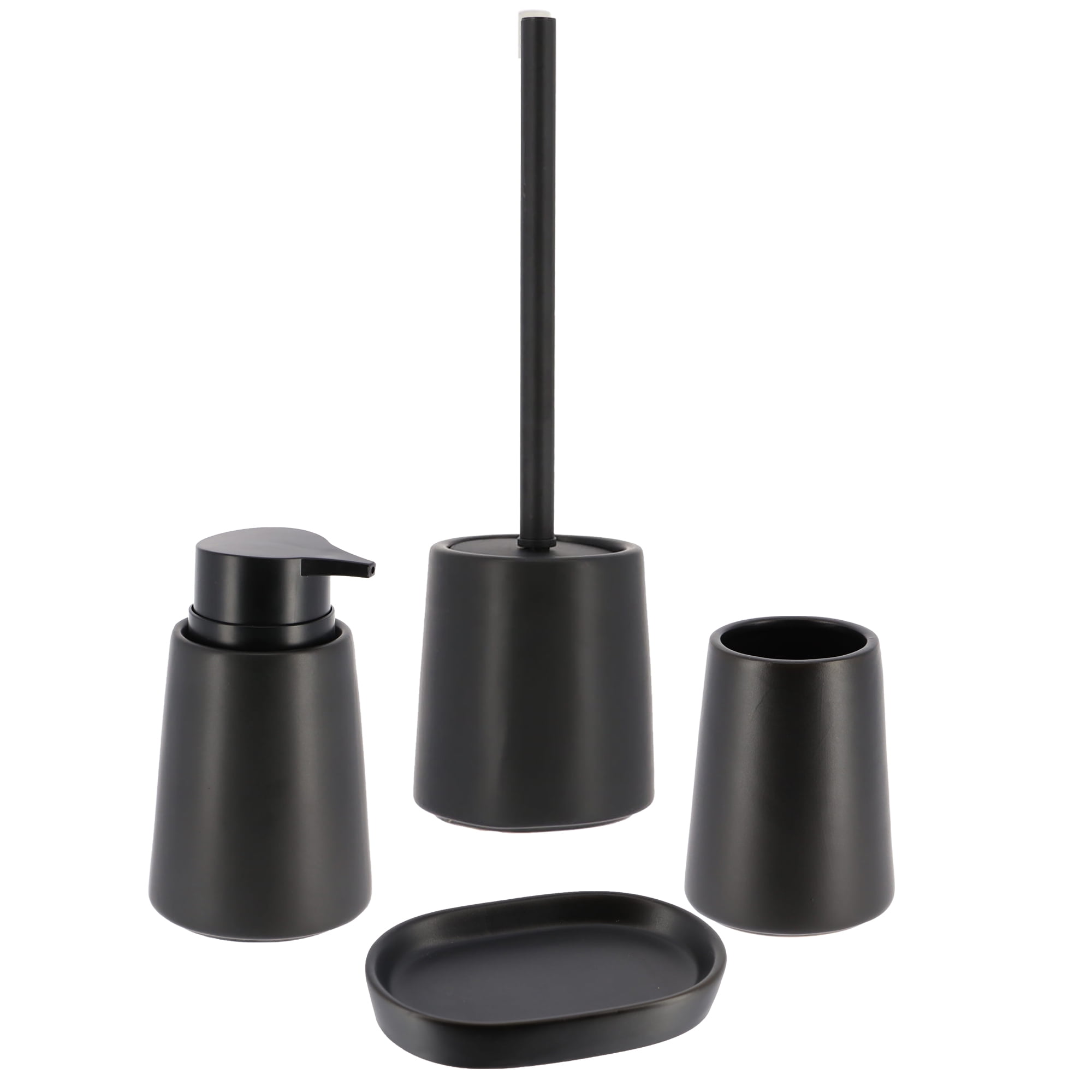 Black Bathroom Accessory Set 4 Pieces Elegant & Practical Resolve