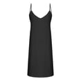 thumbnail image 6 of Tnhcen Women's Strappy Cami V-Neck Dress 100% Polyester Pre - Shrunk Cotton Linen Look, Loose Fit Casual Nightgown Sleepwear, Plus Size S - 2XL Women's Loungewear Dress, 6 of 8