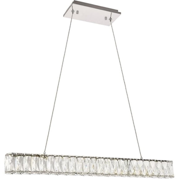 Maklaine Modern 31.1" Royal Cut Crystal LED Island Pendant in Chrome