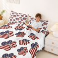thumbnail image 4 of Manfei Vintage Paw Queen Sheets, American Flag Star Stripe Queen Sheet Sets, Red Blue White, Black Reversible 4 Pieces (1 Flat Sheet, 1 Fitted Sheet and 2 Pillowcases), 4 of 6