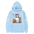 thumbnail image 4 of SERTG Children Halloween Printed Hooded Tops Long Sleeved Sweatshirt with Pockets Fleece Top Hooded Sweatshirt for Girls 3-14 Years(Blue,5-6 Years), 4 of 4