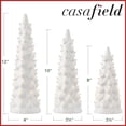thumbnail image 6 of Set of 3 - 8, 10, 12-Inch Hand Painted Ceramic Christmas Trees - White with White Lights, 6 of 6