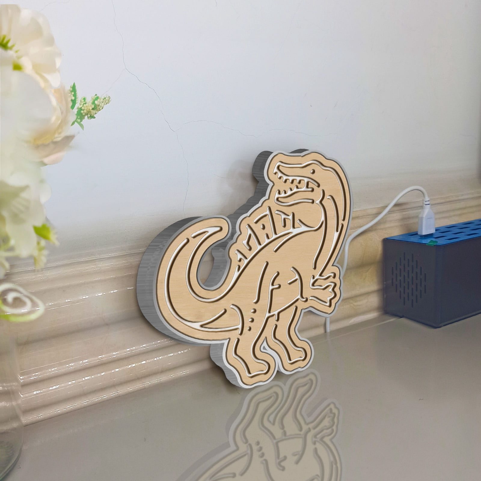 Dinosaur Led Light Box, Dimmable Neon-Like Light Signs USB Power for Wall Decor Bedroom Decoration, Static Light (WxH) 11"x11"