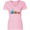 thumbnail image 3 of Inktastic Colorful Toy Train Women's V-Neck T-Shirt, 3 of 5