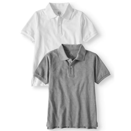 Wonder Nation Boys School Uniform Essential Pique Polo Shirts, 2-Piece Multi-Pack Set (Little Boys, Big Boys, &