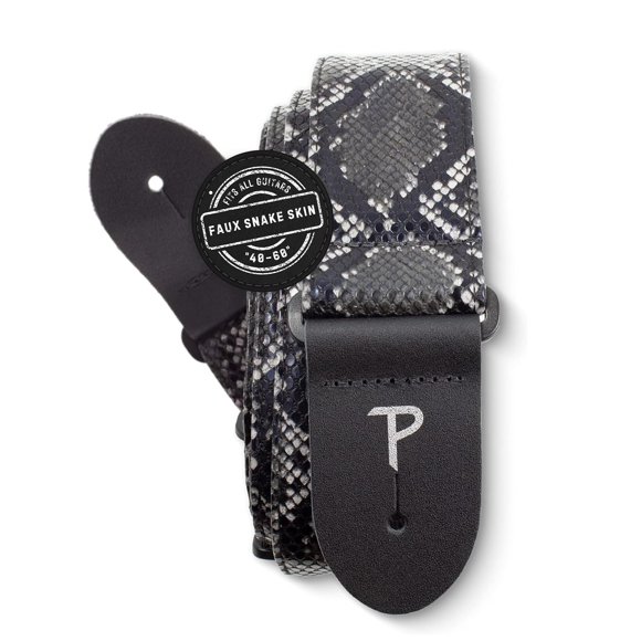 Perri&acirc;??s Leathers Ltd. - Guitar Strap - Faux Snakeskin - Black - Adjustable - For Acoustic/Bass/Electric Guitars - Made in Canada (V