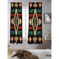 thumbnail image 5 of Boho Orange Teal Curtains 72 Inch Length,Sheer Curtains for Bedroom Living Room Window Vintage Geometric Southwestern Ethnic Rod Pocket Drapes Kitchen Curtains Small Half Window 52"x72" 2 Panels, 5 of 7