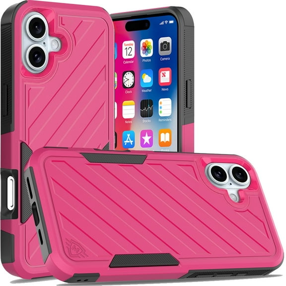 Military Grade Noble Hybrid Armor Case for iPhone 16 - Hot Pink