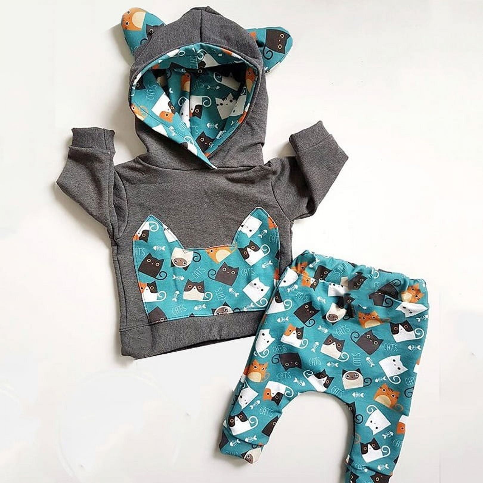  KONFA Toddler Baby Boys Girls Cats Print  Sweatshirt+Pants,Suitable for 1-6 Years Old,2Pcs Kids Lovely Outfits  Clothes: Clothing, Shoes 