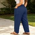 thumbnail image 6 of Vynhevius Womens High Rise Pants Plus Size Wide Leg Smocked Elastic Waistband Casual Relaxed Trousers Solid Color Vacation Bottoms, 6 of 7