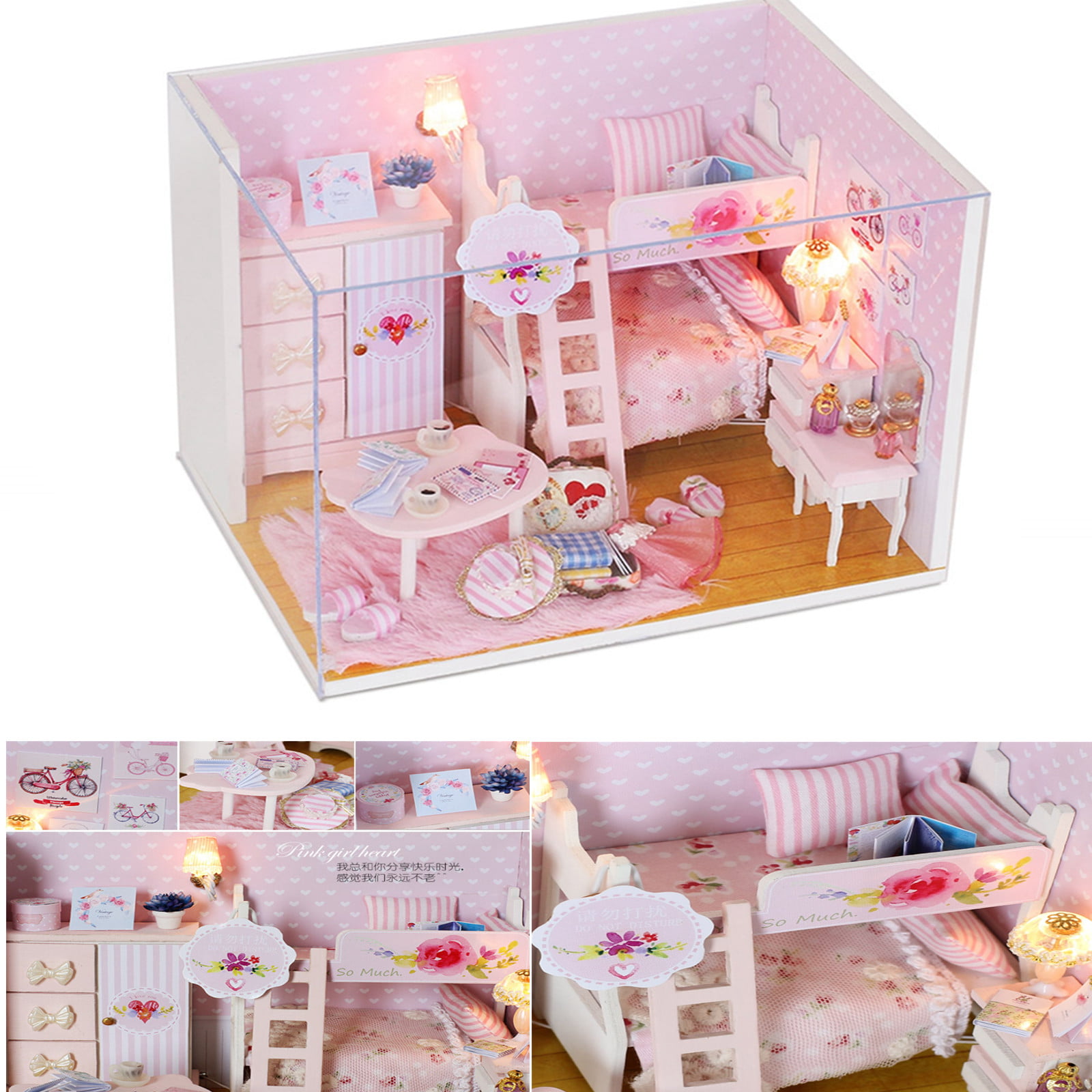 DIY Doll House Assemble Wooden Princess House Furniture Girl Children Toy Kit