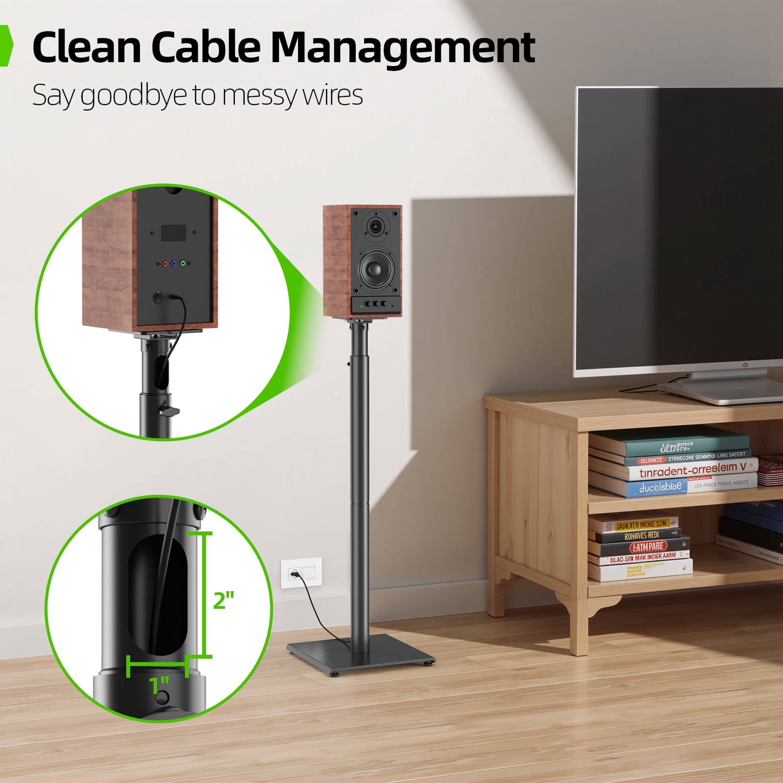 USX MOUNT Speaker Stand Height Adjustable for Satellite & Bookshelf Speaker(Only Speaker Stand Pair) - 11LBS Capacity
