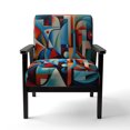 thumbnail image 4 of Designart "Unleashed Geometry in Orange and Blue III" Orange Abstractions Upholstered Accent Chair - Modern Arm Chair For Bedroom, 4 of 7