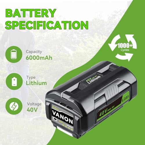 2 Packs Upgrade OP4040 40V 6.0Ah Replacement for Ryobi Battery Lithium Ion Compatible with OP4015 OP4026 OP40201 OP40261OP4030 OP4040 OP40401 OP4050 OP40501 OP4050A OP40601 OP4060A
