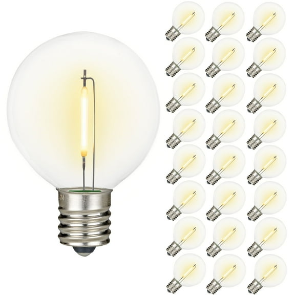 Novelty Lights 1W Warm White G50 LED Globe Light Bulbs, 25-Pack