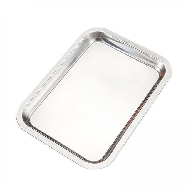 2x Bandeja de Horno para de Acero Inoxidable, Bandeja Rectangular Decorativa con Espejo para Servir, Bandeja para Hornear para Fiestas de 2 piezas