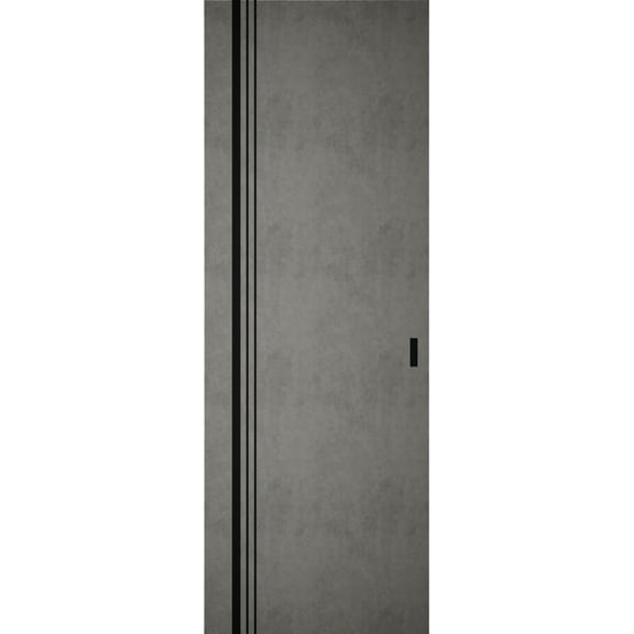 Hidden Barn | Planum 0011 Concrete | Sturdy Finished Flush Modern Doors | Magic Concealed Sliding Set 18" x 80"