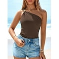 thumbnail image 4 of PRETTYGARDEN One Shoulder Going Out Tops for Women Summer Trendy Sleeveless Fitted Ribbed Shirts Spring Y2K Clothes, 4 of 10