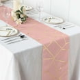 thumbnail image 2 of Efavormart 9 Ft Metallic Gold/Dusty Rose Foil Geometric Pattern Blush Polyester Table Runner, 2 of 11